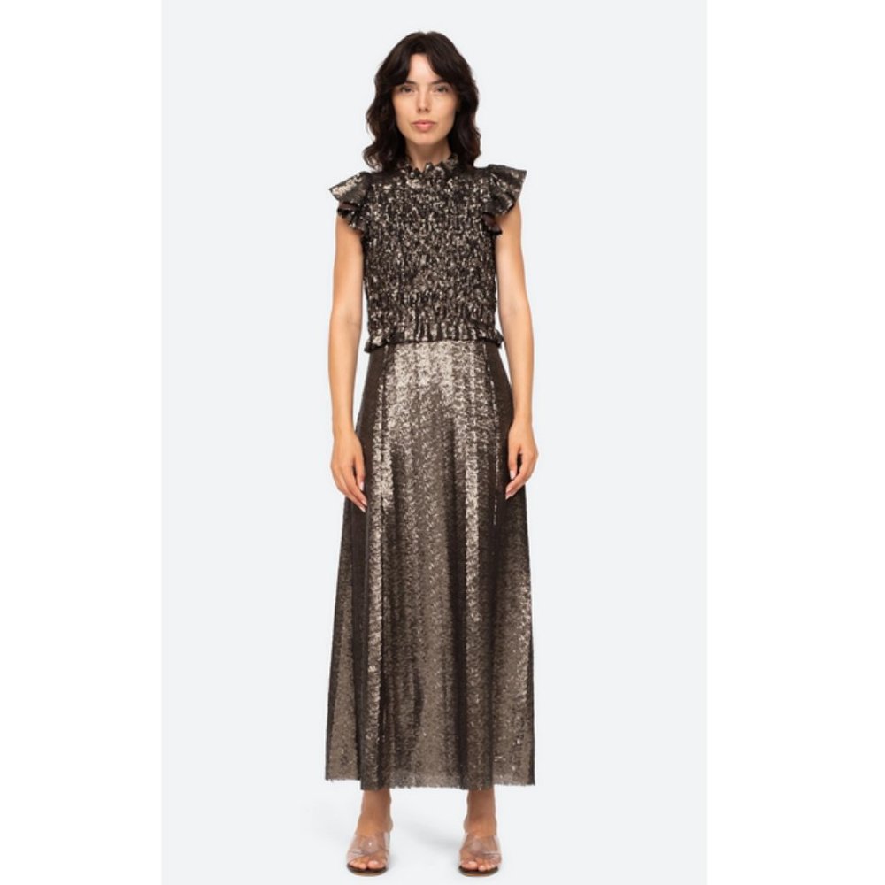 Rachelle Smocked Sequined Midi Dress